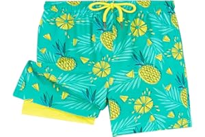 UMELOK Boys Swim Trunks with Compression Liner Toddler Bathing Suit