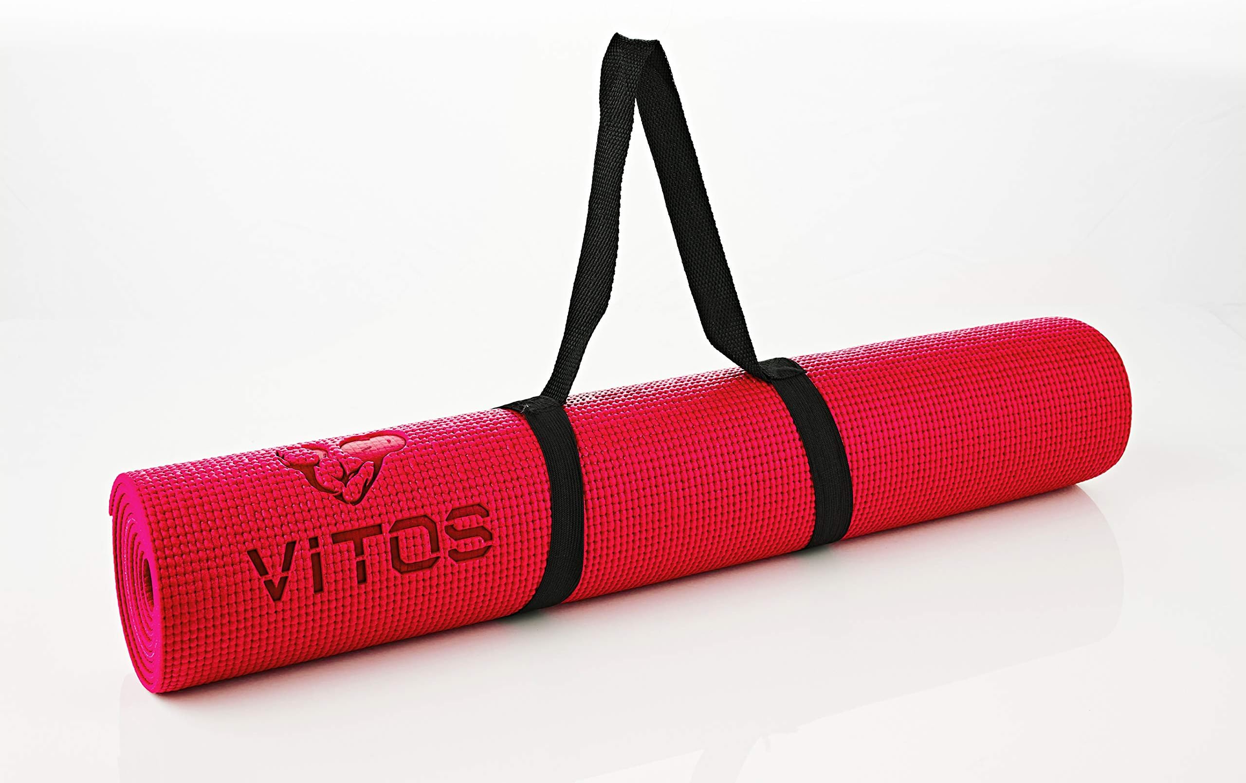 Vitos Pilates Yoga Mat Fitness | 1/4" Thick High Density Deluxe Non Slip Exercise for All Ages Adult Children Men Women