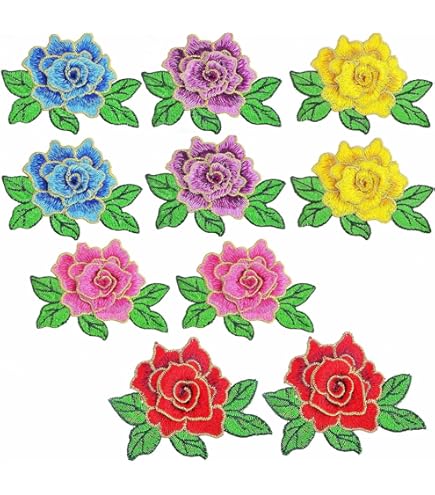 Lot De 10 Patchs Brodés Roses 3D Fleur De Rose, à Coudre Ou Thermocoller