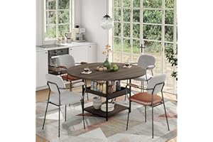 Furniouse 46.5" Round Dining Table for 4, Circle Kitchen Table with Heavy Duty Storage Shelf, Dinner Table for Dining Room Living Room, Rustic Brown