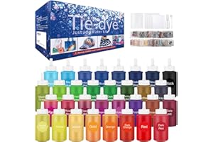 MOJIDECOR Tie Dye Kit 32 Color All-in-one Clothing Dye Kit, Permanent Fabric Dye for Kids, Adults, Large Group Handmade Party Activity, DIY Bright Neon Tye Dye Accessories