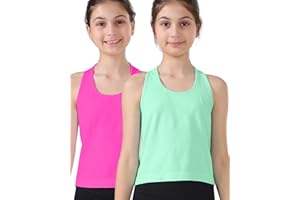 Attifall Grils Ribbed Tank Tops Racerback Seamless Crop Top for Teen Girl Athletic Workout Dance Tanks
