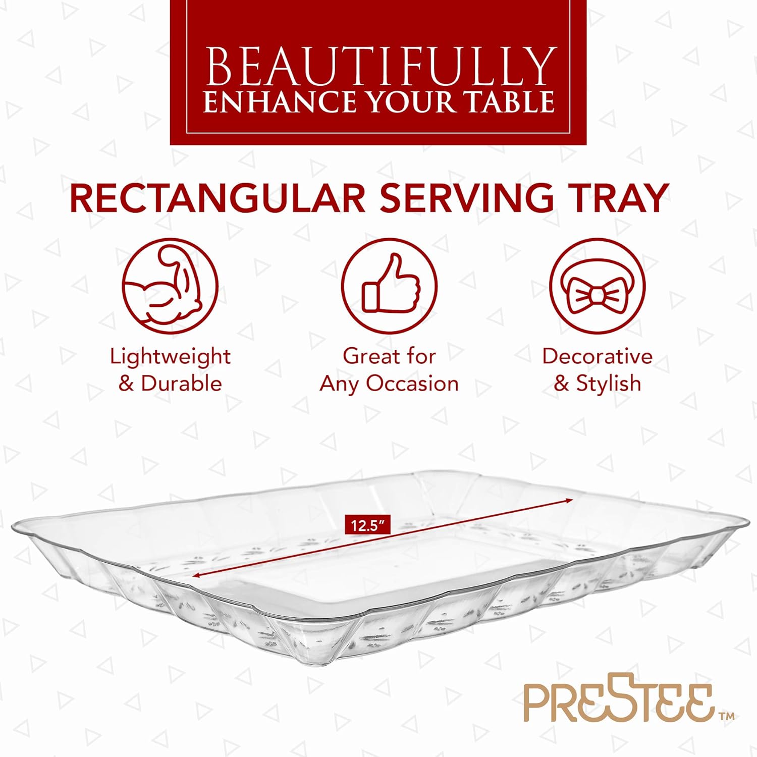  | Plastic Serving Trays – Serving Platters | 12 Pack, 9"X13" | Rectangular Disposable Party Platters and Trays | Clear Disposable Serving Trays for Parties | Party Serving Trays and Platters: Serving Trays