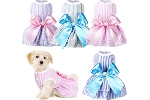 REGINARY 4 Pieces Dog Dresses Dogs Puppy Clothes Summer Princess Pet Dresses Girl Female Doggie Tutu Skirt Apparel for Chihuahua Yorkies Pup Cat Outfit(Medium)