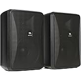 JBL Professional Control 28-1L indoor, outdoor speaker, landscape, broad coverage, 8 inch woofer, 120 watt direct 8&Omega; setting, background, foreground, weatherproof. Sold as a Pair. Black
