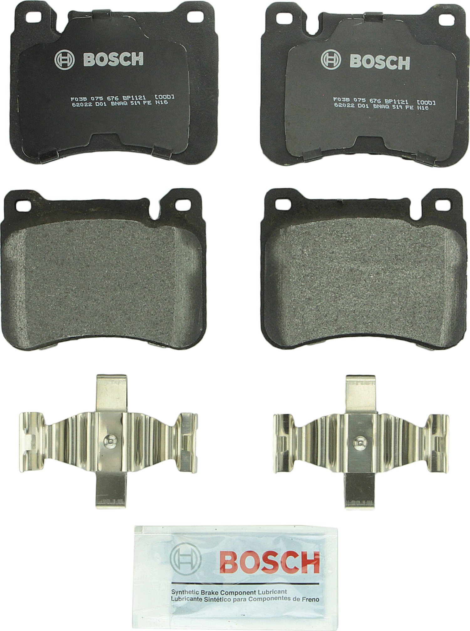 Photo 1 of BOSCH BP1121 QuietCast Premium Semi-Metallic Disc Brake Pad Set - Compatible with Select Mercedes-Benz C230, C240, C280, C320, CLK350, SLK350; FRONT