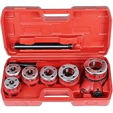 Yaegoo Ratchet Pipe Threader Kit with 6 Dies, 1/4" 3/8" 1/2" 3/4" 1" 1-1/4" | Manual Ratcheting Pipe Threading Tool with 6 NPT Dies, Pipe Threader Kit with Handle Ratchet