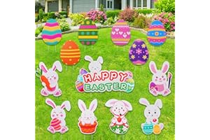 Onory 13 PCS Easter Yard Signs Outdoor Decorations Easter Eggs Bunny Yard Signs With Stakes Easter Lawn Yard Decorations for Easter Hunt Game, Easter Party Supplies Easter Props Décor