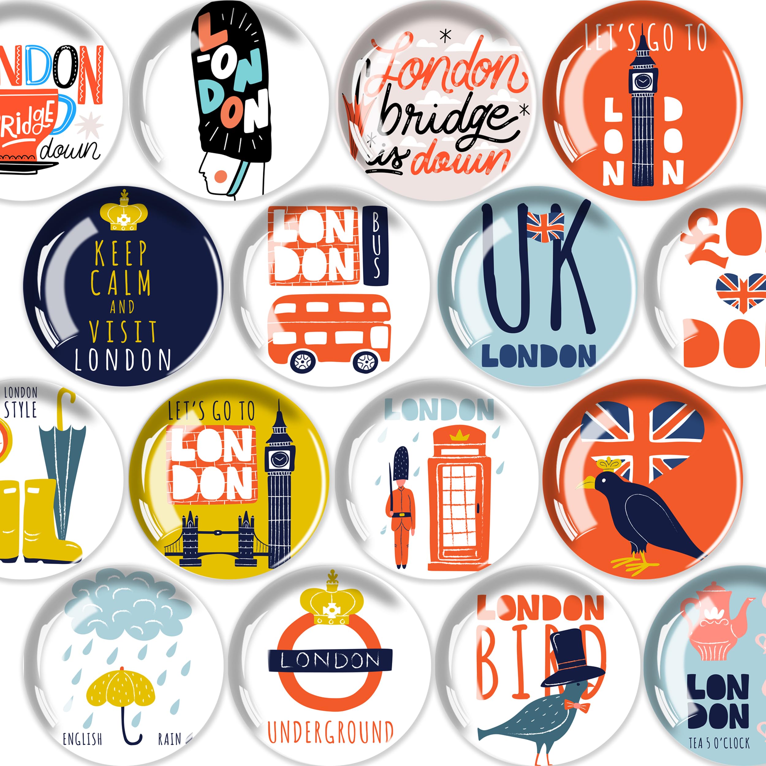 JJ PRIME - 16 Pcs Fridge Magnets | Round Fridge Magnet | Mini Fridge Accessories | Craft Magnets | Small Magnets for Whiteboard, Office. Kitchen and School (London)