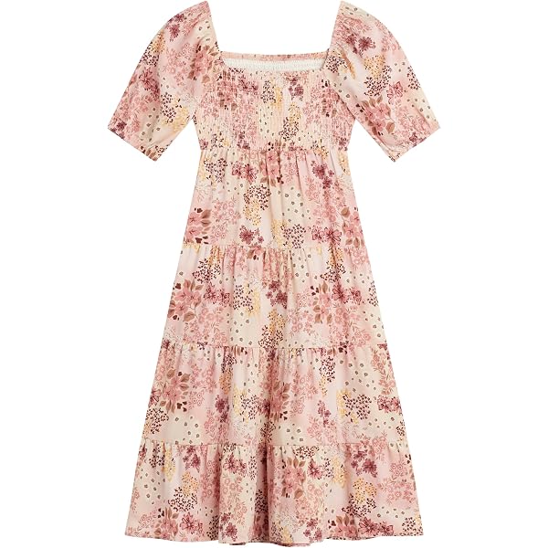 Amazon.com: Beautees Girl's Sleeveless Smocked Tiered Maxi Dress and  Cardigan, Blush/Floral, 12: Clothing, Shoes & Jewelry