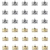 Ruwado 50 Pcs Camera Charms Silver Gold Mini Cute Metal Beading Jewelry Making Kit for DIY Crafting Christmas Gift Idea Necklace Bracelet Earring Keychain Making Supplies Accessories (Silver and Gold)