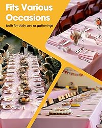 Niuara Pink Fabric Rectangle Table Cloth - 6