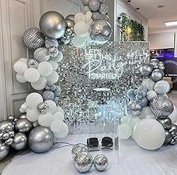 10pcs 18 inch Metallic Silver Balloons, Thick Latex