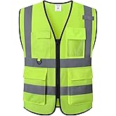 HATAUNKI Safety Vest for Men Women Hi Vis Vest with Pockets Mesh High Visibility Vests Meets ANSI/ISEA Standards