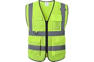 HATAUNKI Safety Vest for Men Women Hi Vis Vest with Pockets Mesh High Visibility Vests Meets ANSI/ISEA Standards