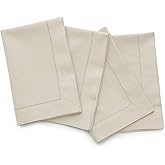 Solino Home Linen Cloth Napkins Set of 4 - Cotton Linen Hemstitch Dinner Napkins 20 x 20 Inch for Spring, Easter, Mothers Day - Handcrafted and Machine Washable