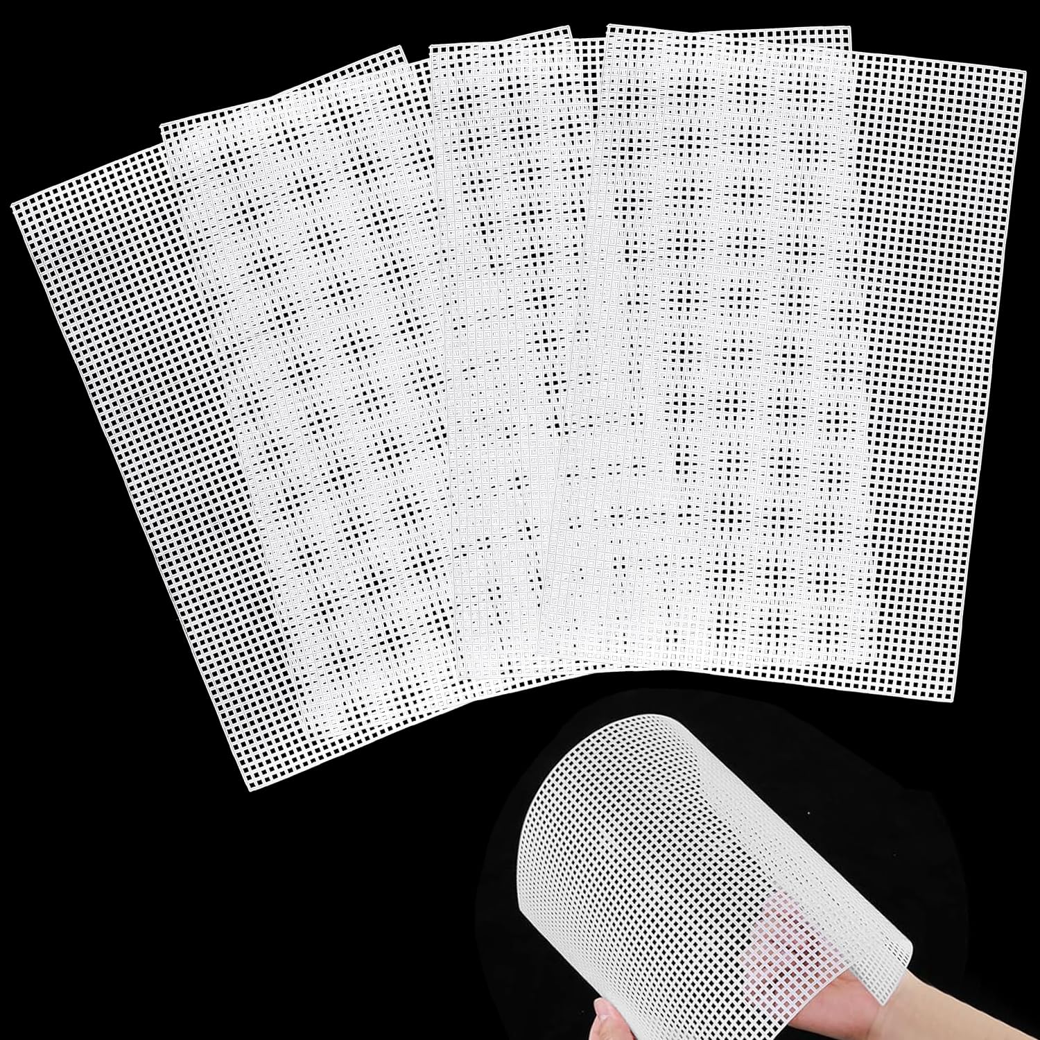 4 Pcs Plastic Mesh, Plastic Mesh Sheet Plastic Canvas Craft Plastic Needlepoint Canvas Mesh for Embroidery Crafting Knit and Crochet Projects, Cross-Stitch Canvas Bags