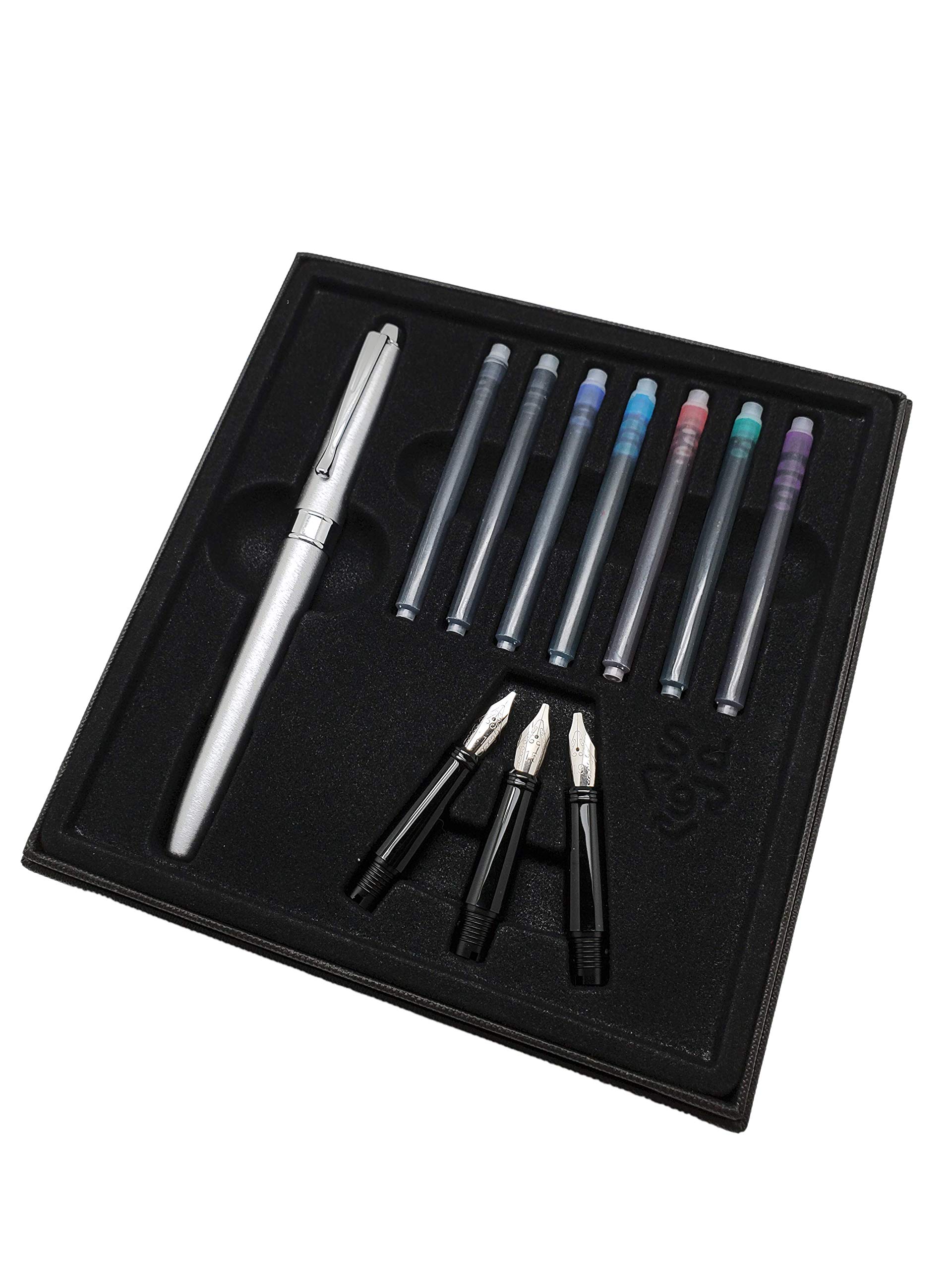 Download Kentaur Calligraphy Fountain Pen Set For Caligrapher Silver Bundle With A Fountain Pen 3 Nibs And 7 Ink Cartridges Austrian Ink Perfect Kit For Lettering Beginner Buy Online In India At Desertcart In