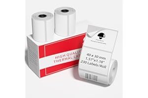 MEMOQUEEN 3 Roll Thermal Labels Compatible with Phomemo M110/M221/M220/M120/M200/M110S Label pirnters,1.57"x1.18"(40mm*30mm),Multi-Purpose Labels for Barcode, Logo,Bussiness,Black on White,230 Labels/Roll