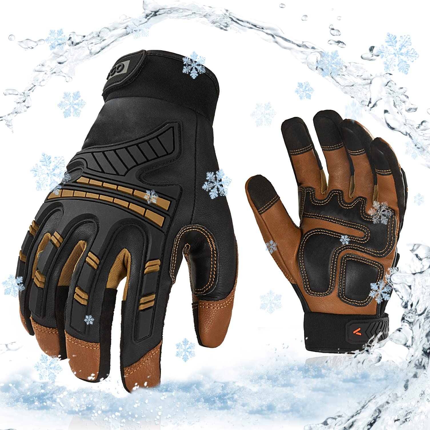 Vgo... Thermal Work Gloves Waterproof Touchscreen, -20℃ Winter Warm Gloves 3M Thinsulate Lining for Freezer Warehouse Assembly Delivery Multipurpose, 1pair