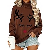 Christmas Sweaters for Women Ugly Christmas Sweater Turtleneck Long Sleeve Xmas Winter Holiday Knitted Pullover Tops