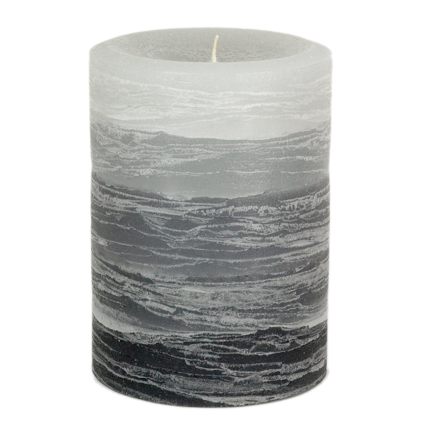 Nordic Candle Layered Pillar Candle 3x4 Inch Gray