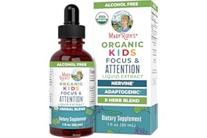 MaryRuth Organics Kids Focus & Attention Drops | USDA Organic Drops | Ginkgo Biloba | Rhodiola Root & Licorice Root | Adaptogenic | Calm | Vegan | Non-GMO | Gluten Free | 30 Servings