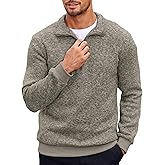 COOFANDY Men's Quarter Zip Pullover Casual Long Sleeve Sweater Slim Fit Sweater Mock Neck Polo Sweater