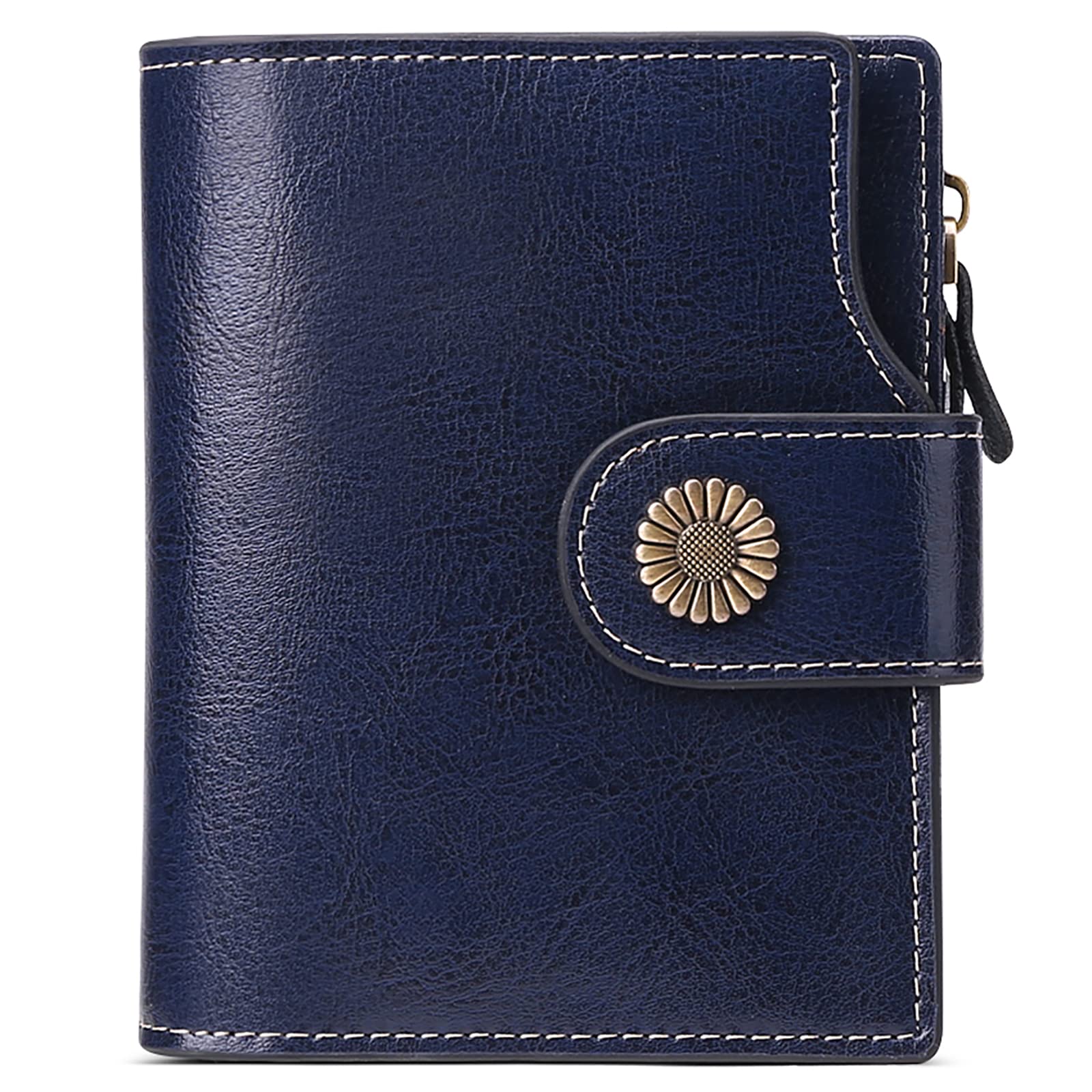 SENDEFN Small Women Wallet Genuine Leather RFID Blocking Bifold Small Purse with Zipper Pocket
