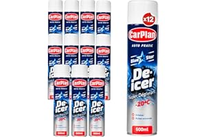 CarPlan De-Icer Aerosol, 21 fl oz (Pack of 12) – Blue Star De Icer for Car Windshield, Fast-Acting Defroster for Windows, Works in Extreme Cold -20C