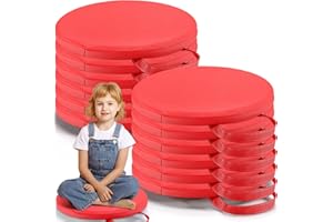Suzile 12 Pcs 12'' Floor Cushions for Classroom Flexible Floor Seating with Handles Classroom Carpet Cushions for Kids Toddlers Daycare Preschool Furniture(Red,Round)