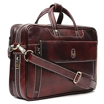 WildHorn Leather Laptop Messenger Bag for Men Dimension : L-15.5 inch W-4 inch H-11 inch