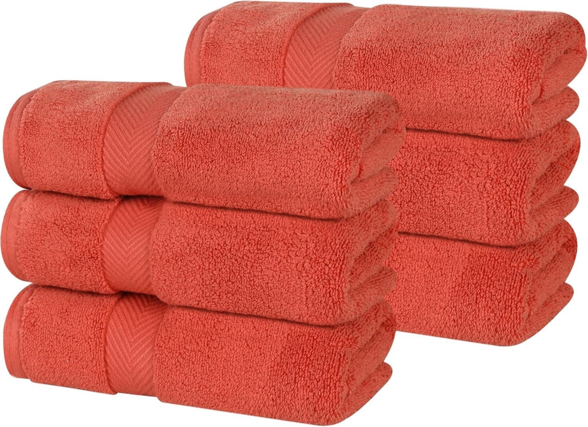 Superior Cotton Hand Towel Set, Medium Sized Towels, Plush Soft Absorbent Bathroom Basics, Home Essentials, Spa, Salon, Hotel, Kitchen, Luxury Quick Dry, Zero Twist Collection, Set of 6, Brick