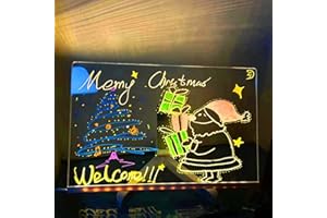 KEKEW LED Note Board with Colors - Lighted Acrylic Dry Erase Board, Illuminated Message Board with Adjustable Stand & Colorful Notepad with 7 Color Pens (5.9"x5.9")