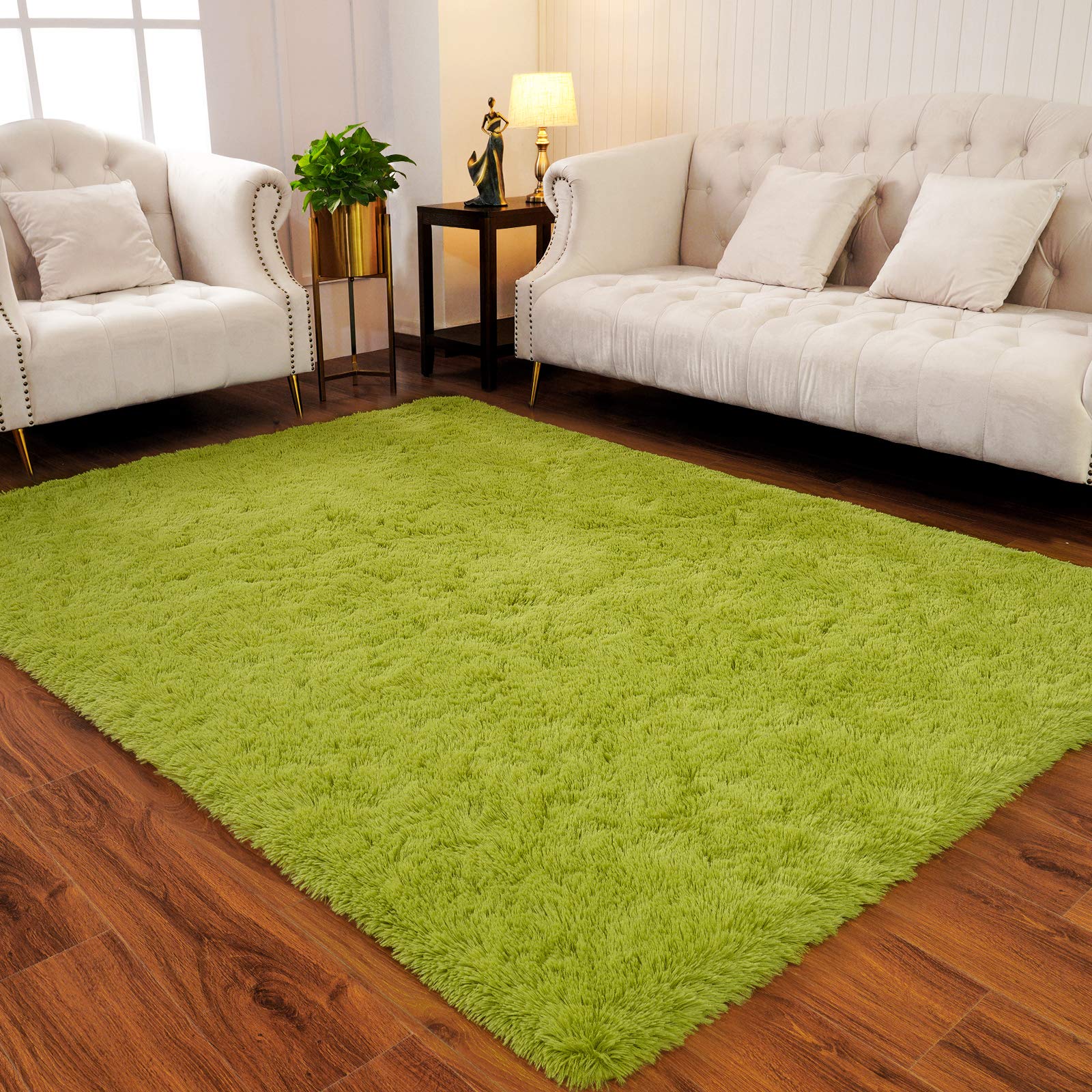 LOCHAS Ultra Soft Indoor Modern Area Rugs Fluffy Living Room Carpets for Children Bedroom Home Decor Nursery Rug Girls 5.3x7.5 Feet, Green
