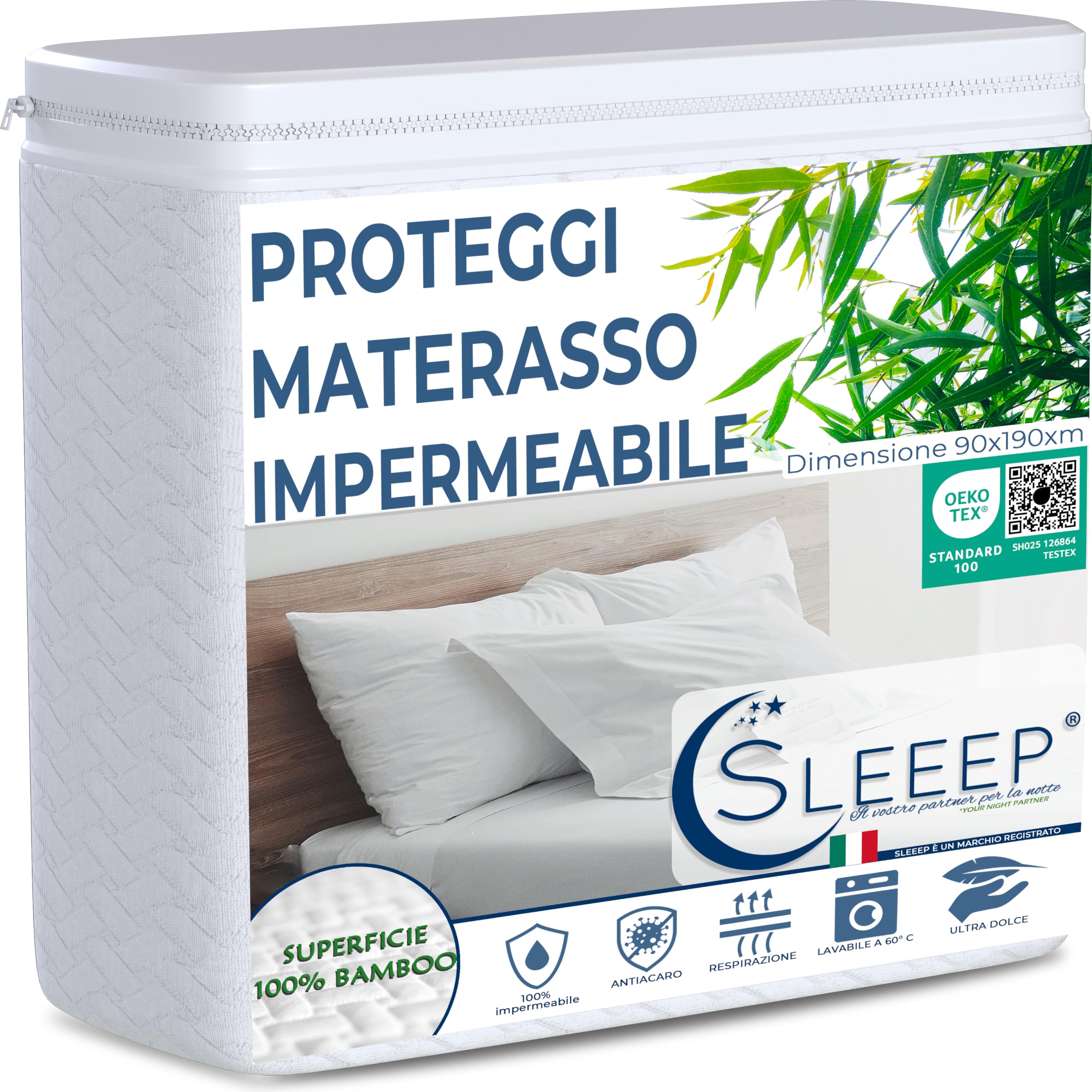 SLEEEP Mattress Protector 90 x 190 cm Bamboo Fibre Oeko-Tex 100% Waterproof Mattress Protector Fitted Sheet 30 cm Ultra Soft Mattress Cover Anti Bed Bug Anti Dust Mite – Hotel Quality