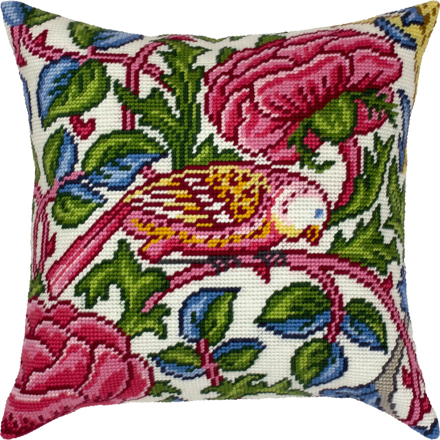 Brvsk Enchanted Bird. Embroidery Kit w/Printed Tapestry Canvas (40 × 40 cm) — Embroidery Cushion Kit for Creative Home Décor — Needlework Kit for Adult Beginners