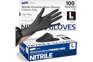 Supmedic Soft Max Disposable Nitrile Exam Gloves, Powder-Free Black 100 Ct | Soft Max™ Disposable Nitrile Exam Gloves Latex-Free Powder-Free Medical Food Safe Cooking Cleaning, 100 Ct Black