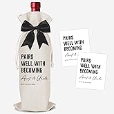 Funny Pregnancy Announcement Wine Bag, Aunt And Uncle Baby Announcement Ideas, New Mom Dad Gifts for Pregnancy Reveal, Pairs Well with Becoming An Aunt And Uncle Wine Bottle Gift Bags-B12