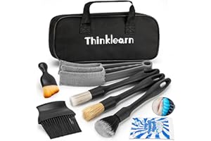 ThinkLearn Car Interior Detailing Kit, Car Cleaning Kit Interior, Including 7Pcs Auto Detailing Brush Set and Storage Bag, Car Accessories Supplies Tools for Auto Truck Cleaning