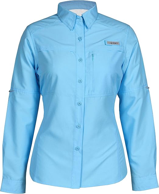 HABIT Women's Long Sleeve Fishing Guide Shirt, Sail Blue, Small at