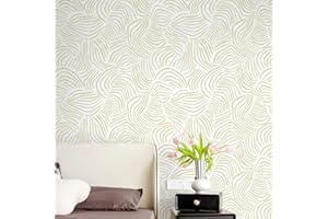 Dimoon 177" ｘ17.3 Modern Peel and Stick Wallpaper Boho Contact Paper White Brown Geometric Wallpaper Striped Removable Self A