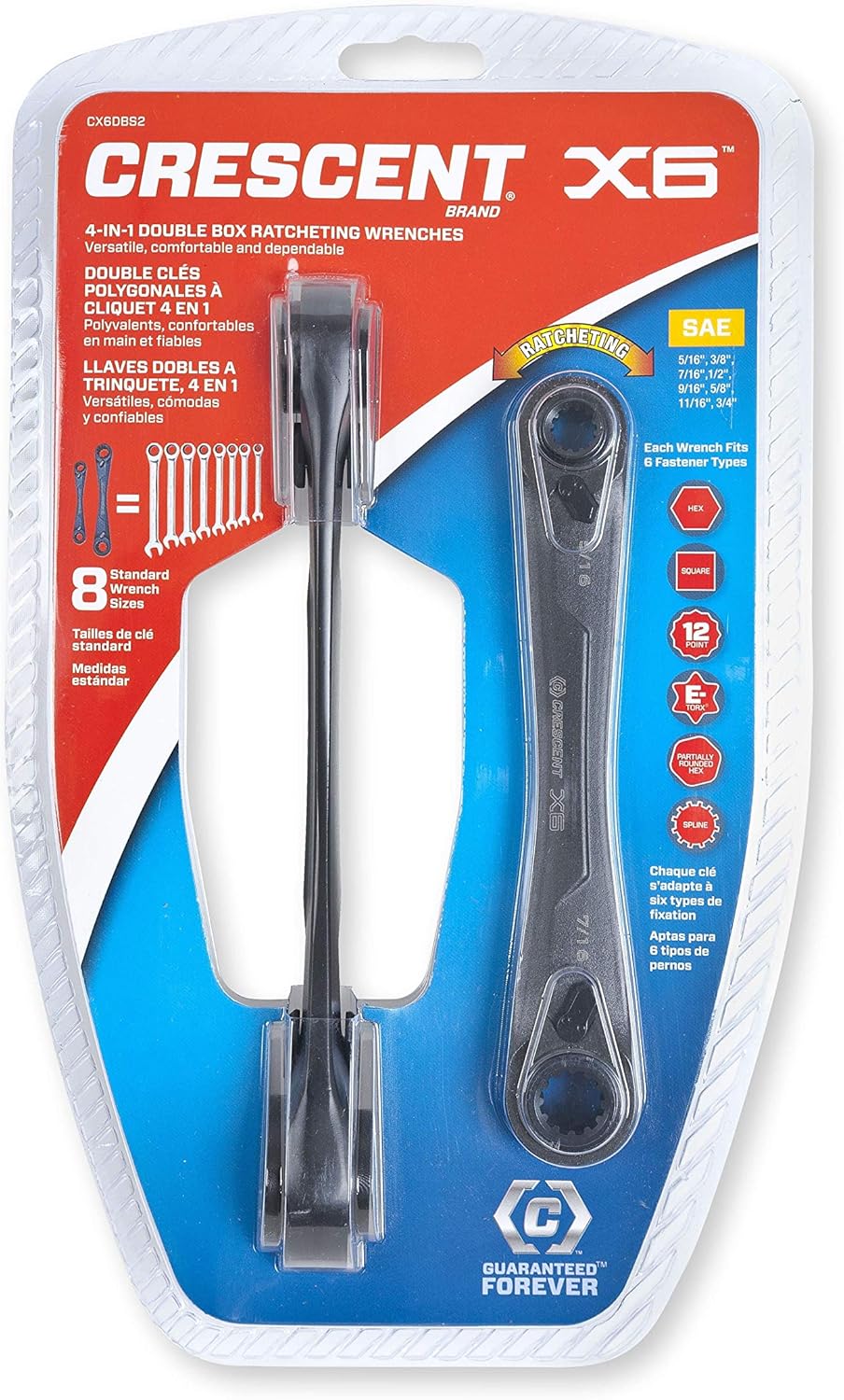 Crescent 2 Pc. X6 4-in-1 Black Oxide Spline Ratcheting Metric Wrench Set - CX6DBM2: Home Improvement