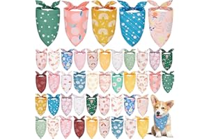 100 Pack Dog Bandanas Bulk Summer Spring Flower Dog Bandanas Pet Costume Dog Outfit Holiday Washable Scarf Pets Triangle Head