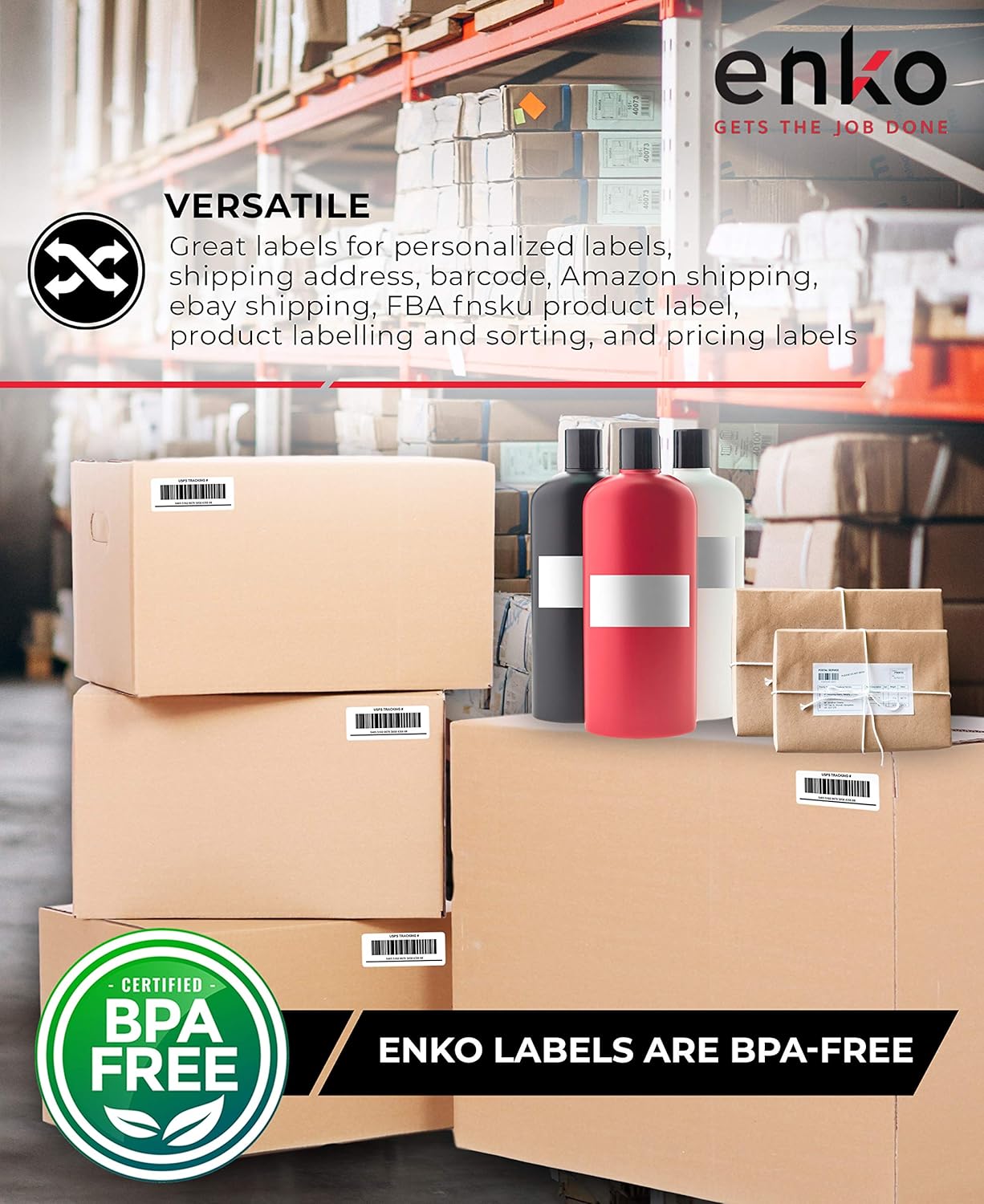 enKo - Compatible DK-2223 Continuous Paper Labels (2 Inch x 100 Feet) Compatible for Brother QL Label Printers - 6 Rolls + 2 Refillable Cartridges : Office Products