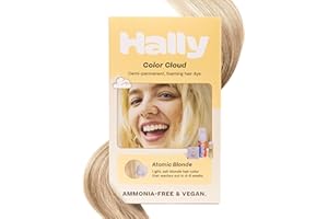 Hally Hair Color Cloud Hair Dye (Atomic Blonde) - Demi-Permanent Foam Hair Color for Women & Men - Mess-Free & Long-Lasting Hair Dye Kit, Hair Coloring Products Wash Out in 4-6 Weeks, Vegan