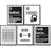 Unisex Motivational Fitness Wall Art Set Poster Set - 5 Pcs 8x10" Home Gym Hanging Decor for Men and Women -Gym Workout Room Posters with Positive Inspirational Quotes - Exercise Mindset Artwork Garage Prints For Adults and Teens (UNFRAMED)