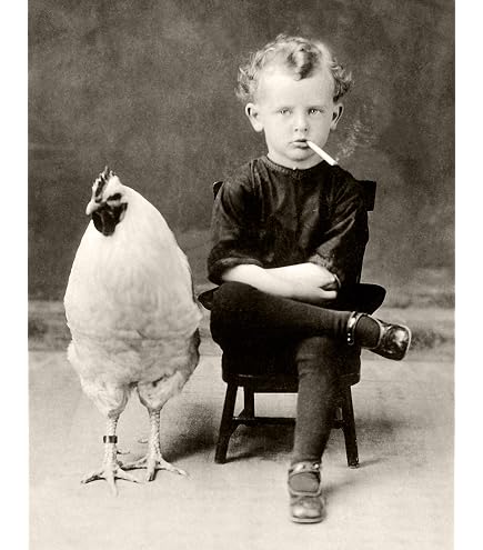 Amazon.com: Make Em Laugh Bizarre Strange Weird Boy Smoking Cigarette with  Giant Chicken - Perfect Conversational Piece