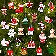 YUJUN 24pcs Mini Christmas Ornaments Resin Set for Christmas Tree Decoration,Christmas Small 3D Resin Miniature Figurines for Christmas Hanging Ornaments Decoration