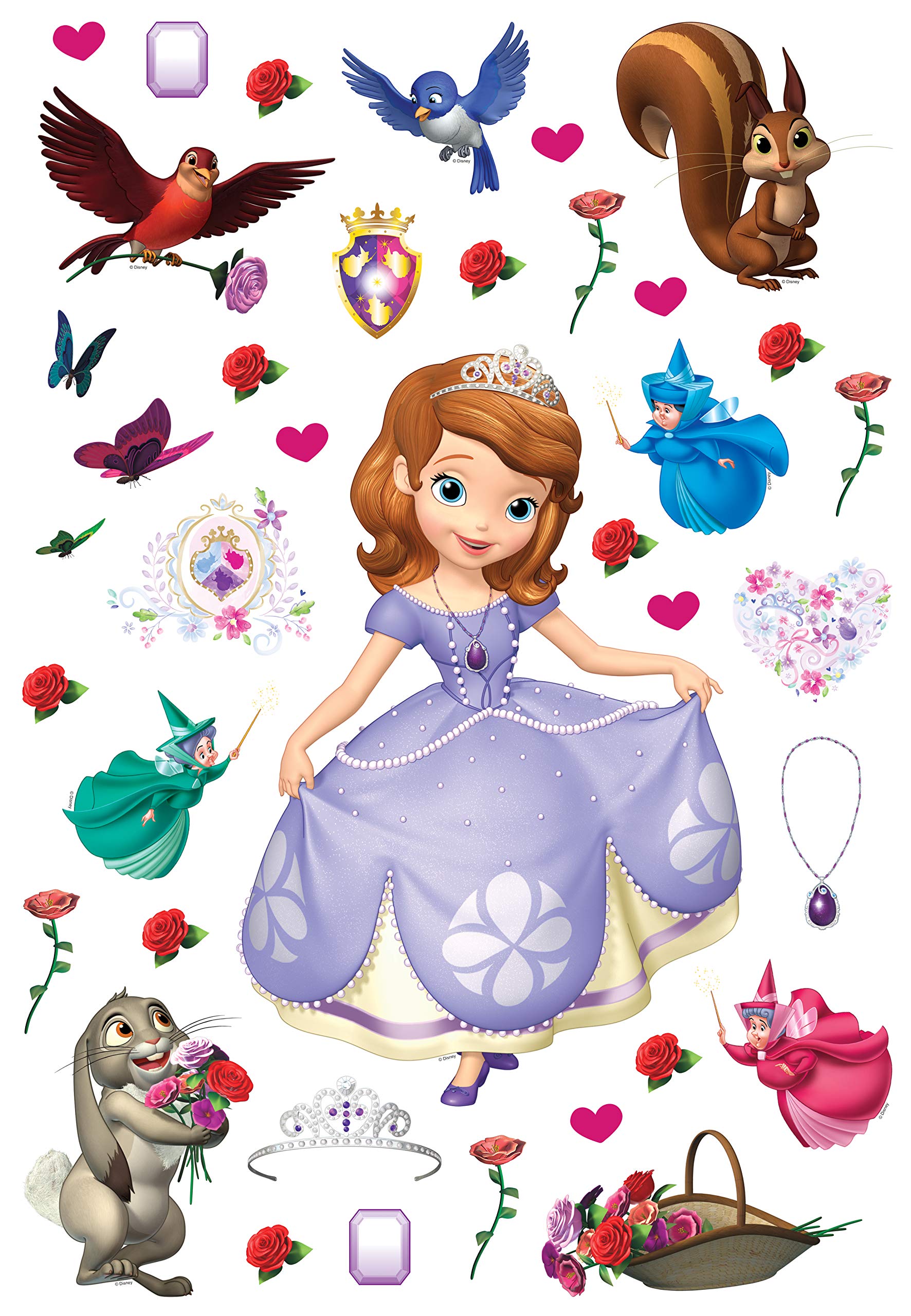 AG Design Sofia Dances Disney DK 1738 Decorative Stickers for Walls, Furniture and Interior of a Child's Room 42.5 x 65 cm, Multicoloured, 42,5 cm x 65 cm